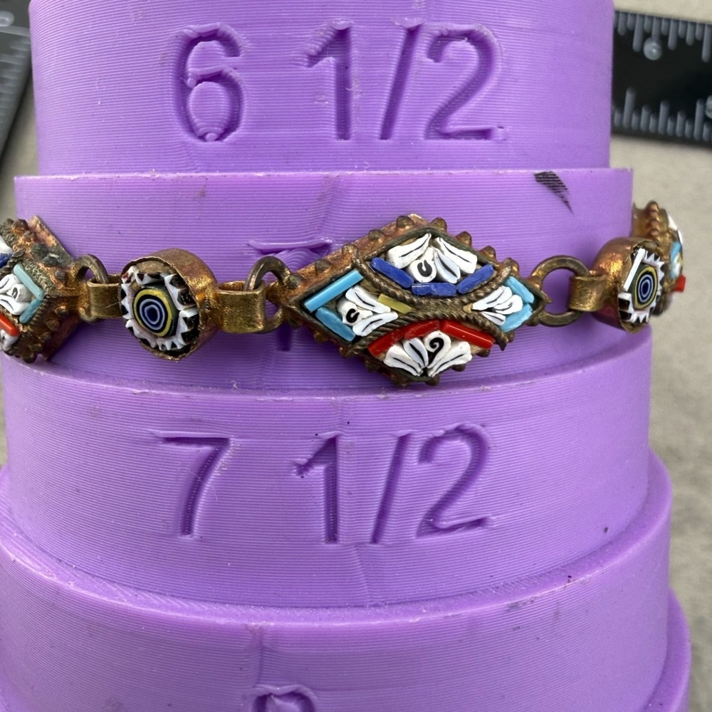 Vintage Mini Mosaic Bracelet Gold Tone 7.5"‎ - Picture 3 of 6